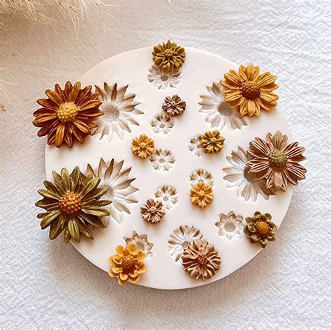 Amazon.com: Daisy Polymer Clay Molds - 13 Cavity Small Flower Polymer ...