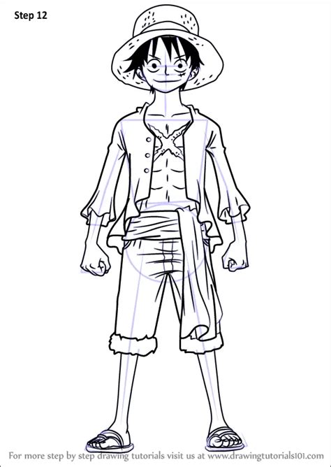 How to Draw Monkey D. Luffy Full Body from One Piece (One Piece) Step ...