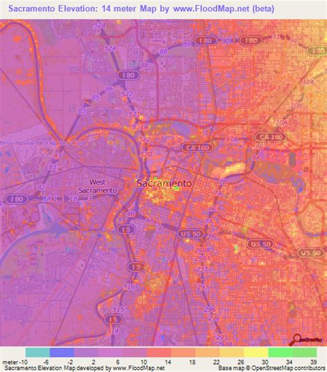 Map of Sacramento flood zones, Topography. I live in the purple lol ...