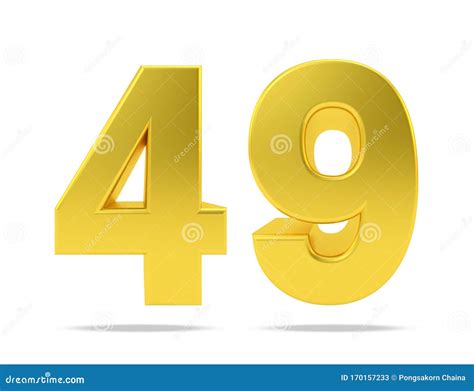 Gold Metal Number 49 Forty Nine Isolated on White Background, 3d Rendering Stock Illustration ...