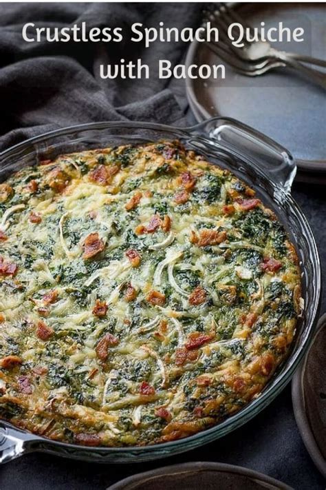 Crustless Spinach Quiche Recipe With Bacon | Low Carb Maven