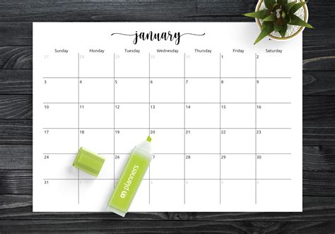 Printable Blank Calendar Grid