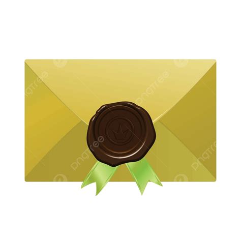 Envelope With Seal And Green Ribbons White Post Office Isolated Vector, White, Post Office ...