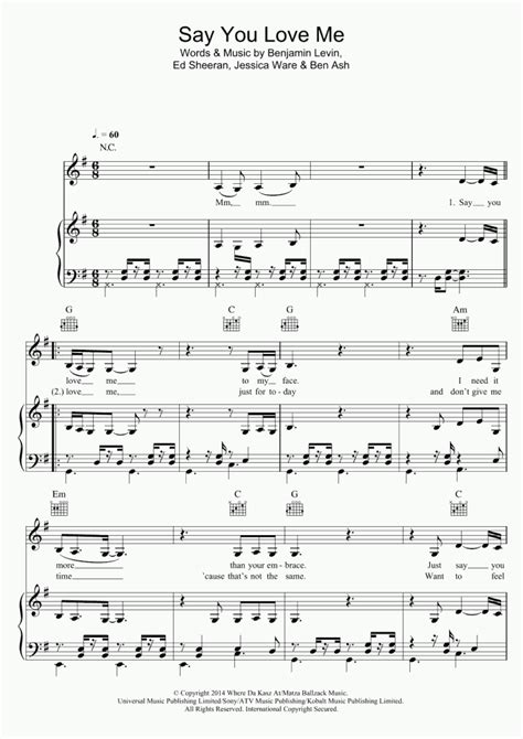 Say You Love Me Piano Sheet Music | OnlinePianist