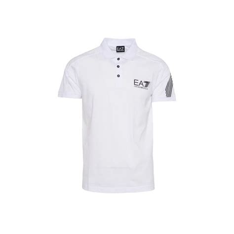 Emporio Armani EA7 Cotton Stripe Logo White Polo Shirt - Clothing from N22 Menswear UK