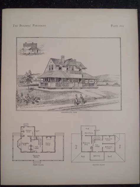 VICTORIAN DESIGN ARCHITECTURE Shingled Country House Plan Historic 1885 #211 £18.24 - PicClick UK