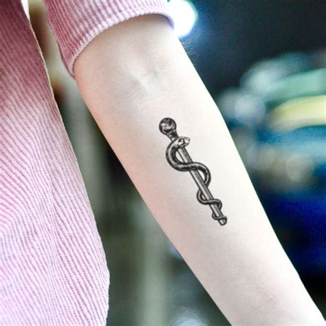 Rod of Asclepius Temporary Tattoo Sticker set of 2 - Etsy