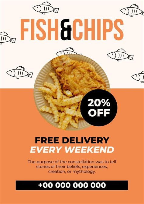 Free Hand-drawn Fish & Chips Restaurant Poster template