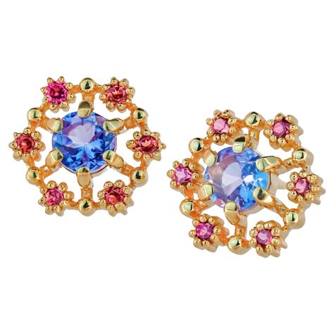Tanzanite dangle earrings studs in 14k gold. For Sale at 1stDibs