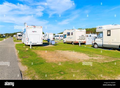 SYLT ISLAND, GERMANY - SEP 11, 2016: campers on green area of camping ...