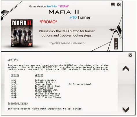 Mafia Game Trainers: Mafia 2 +10 Trainer