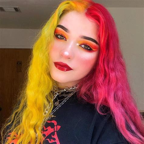 LOVING this vibrant split hair look on @spicylilracha using our Citrine Yellow #lunartides # ...