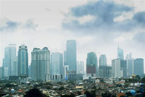 Drone Aerial View Of Air Pollution In Jakarta Editorial Stock Image ...