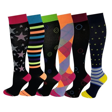 Different Touch 6 Pairs Pack Women Graduated Compression Knee High ...