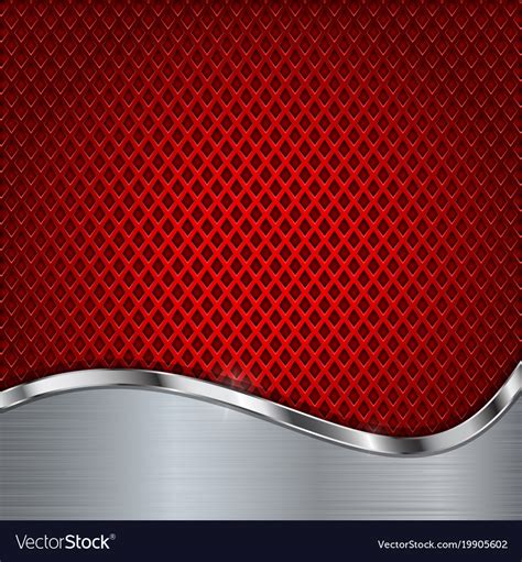 Red metal perforated background with chrome Vector Image