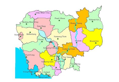 Cambodia map provinces - Map of Cambodia provinces (South-Eastern Asia - Asia)