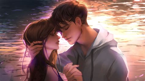 Anime Romantic Couple 2019 (3840x2160) Resolution Wallpaper Anime Couples Hugging, Hugging ...