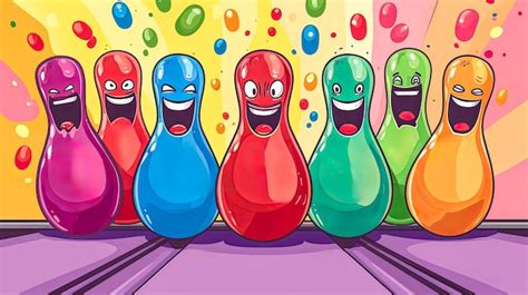 Premium AI Image | Cheerful cartoon bowling pins in bright colors