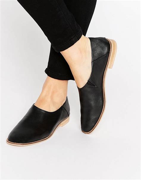 Asos Marrakech Leather Flat Shoes in Black | Lyst
