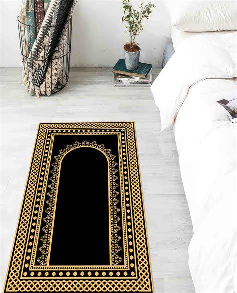 Gold Prayer Rug, Black Prayer Rug, Prayer Rug, Islamic Rug, Gift Rug ...