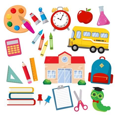 Premium Vector | School supplies set clipart