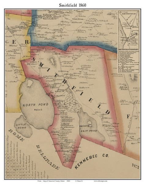 Smithfield, Maine 1860 Old Town Map Custom Print - Somerset Co. - OLD MAPS