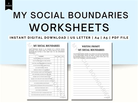 Printable Social Boundaries Worksheet, Setting Boundaries, Social Boundaries, Boundaries ...