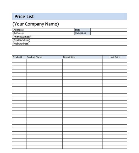 Rate Sheet Template Excel - Free Samples , Examples & Format Resume / Curruculum Vitae - Free ...