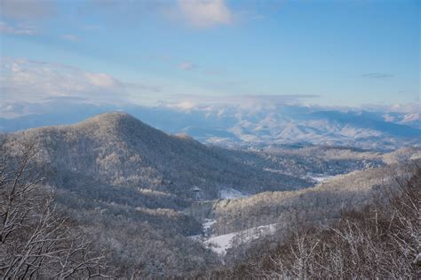 The Great Smoky Mountains of North Carolina, USA covered in six inches ...