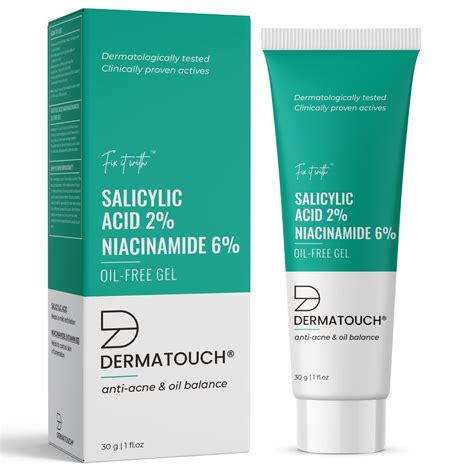 Buy Dermatouch Salicylic 2% Niacinamide 6% Anti-Acne Oil-Free Gel For Active Acne, Oil Balancing ...