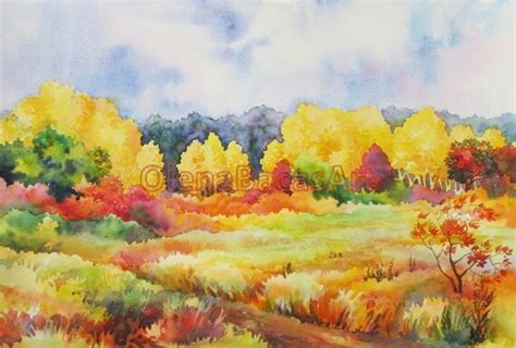 Items similar to Autumn ORIGINAL Watercolor Painting Landscape Fall Aspen Sale on Etsy