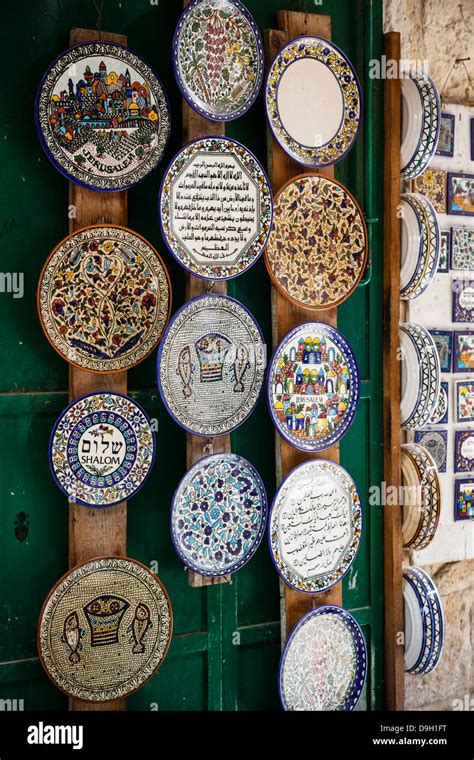 Painted pottery souvenirs for sale at a market in the old city ...