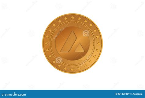 Avalanche Cryptocurrency Coin. Gold 3d Rendered Coin Isolated On White ...