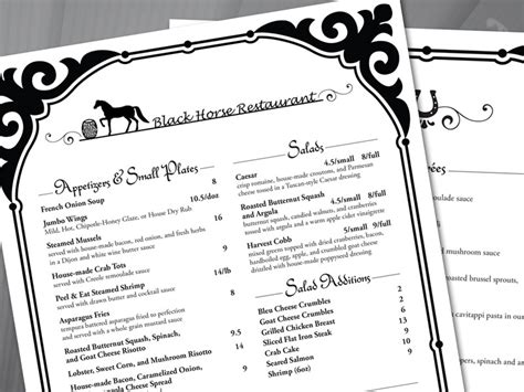 Black Horse Restaurant Menu - EB Designs, LLC