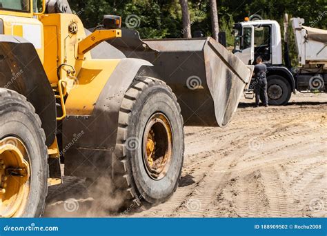 Excavator at a Construction Site, Backhoe Bucket Stock Photo - Image of ...