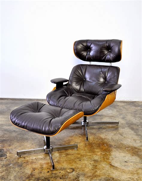 SELECT MODERN: Plycraft Eames Style Leather Lounge Chair & Ottoman