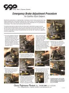 Emergency Brake Adjustment Procedure - Classic Perform | Brake adjustment | PDF4PRO