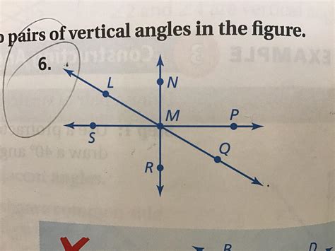 Name two pairs of adjacent angels and two pairs of vertical angles in ...