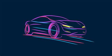 Premium Vector | Dynamic Car silhouette in lines illustration Bright neon lines of blue and ...