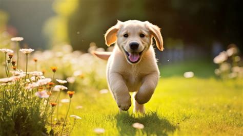 Cute puppy Wallpaper 4K, Running, Golden Retriever, 5K