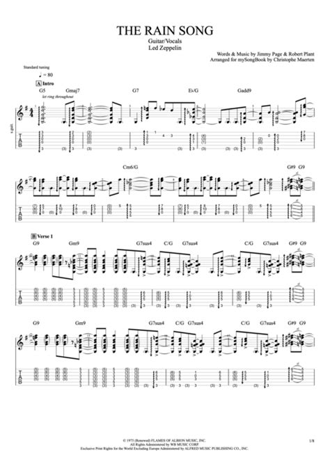 The Rain Song by Led Zeppelin - Guitar & Vocals Guitar Pro Tab | mySongBook.com