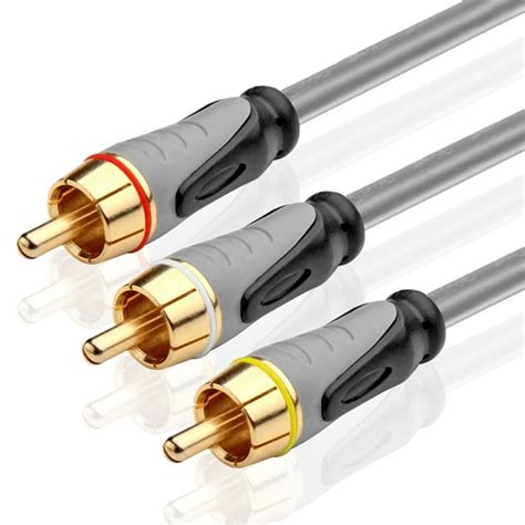 Premium 3 RCA Cable (15 FT) - 3RCA AV RCA Composite Video + 2RCA Stereo ...