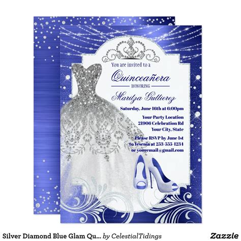 Invitaciones De Quinceanera Azul