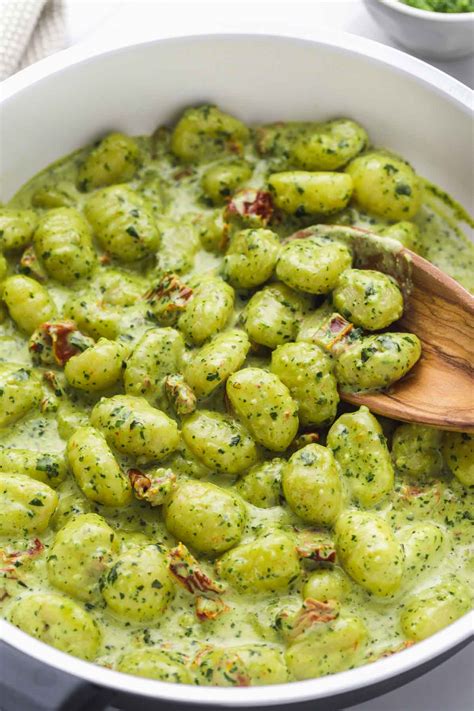 15-Minute Creamy Pesto Gnocchi Recipe- Little Sunny Kitchen