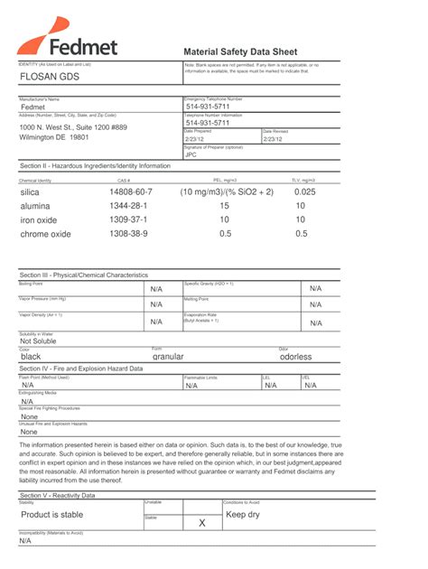 Msds Form 2023 - Printable Forms Free Online