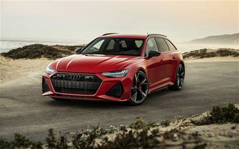 Download wallpapers Audi RS6 Avant, 2020, front view, exterior, red station wagon, new red RS6 ...