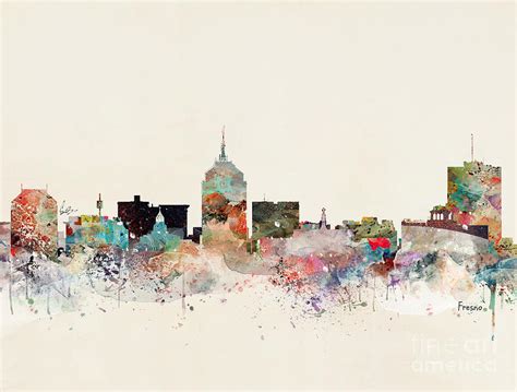 Fresno California Skyline Painting by Bri Buckley - Fine Art America