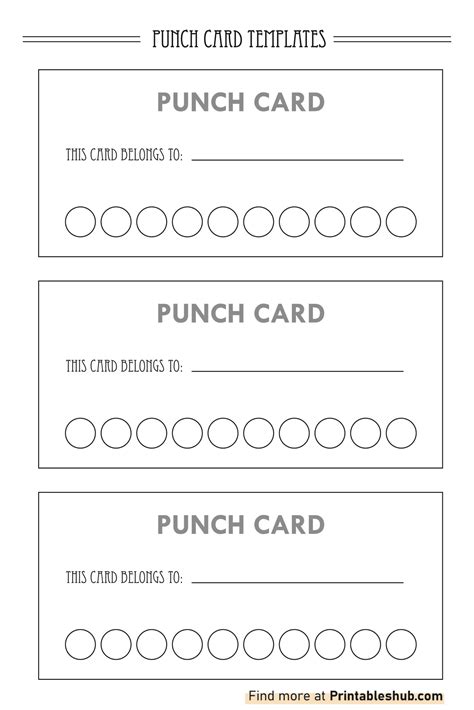 Free Printable Blank Punch Card Templates With PDFs - Printables Hub