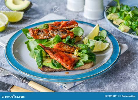 Sardines on toast stock image. Image of nourishment - 206904911