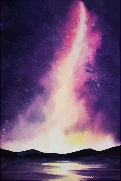 Premium Vector | Galaxy space with milky way watercolor digital art ...